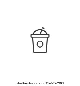 Ice coffee line icon. linear style sign for mobile concept and web design. Outline vector icon. Symbol, logo illustration. Vector graphic