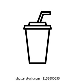 Ice Coffee Line Icon. Simple design, stroke outline style. Line vector. Isolate on white background.