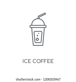 Ice coffee linear icon. Ice coffee concept stroke symbol design. Thin graphic elements vector illustration, outline pattern on a white background, eps 10.