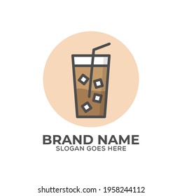 ice coffee logo icon with flat design, can used Coffee shop or cafe and bar logo icon template