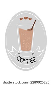 Eiskaffeemug für die Herstellung des Logos des Kaffeehauses. Eiskaffee zur Dekoration. Latte Kaffee in der Tasse. 