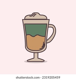 Ice coffee in mug whipped cream