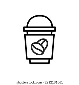 Ice Coffee Outline Icon Vector Illustration