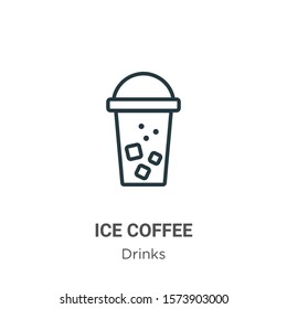 Ice coffee outline vector icon. Thin line black ice coffee icon, flat vector simple element illustration from editable drinks concept isolated on white background