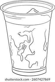 Ice coffee outline vector illustration Black and white line art Minimalist hand drawn design