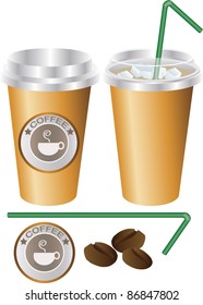 Ice Coffee set , illustrator, Vector