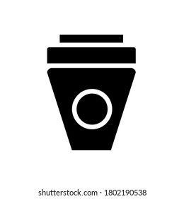 ice coffee symbol flat black line icon, Vector Illustration