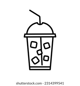 Eiskaffee nimmt Tasse mit Stroh. Container für den Kaffeehaus. Icted Tee zu Tasse. Vektorgrafik