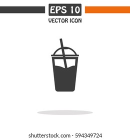 Ice Coffee Vector Icon.