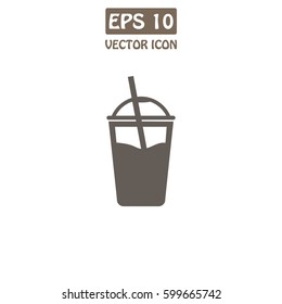 Ice Coffee Vector Icon.  