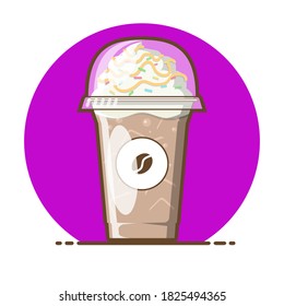 Ice Coffee Vector Illustration. Coffee Shop Logo. 