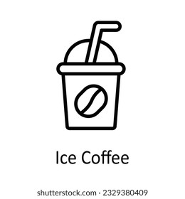 Ice Coffee Vector outline Icon Design illustration. Food and Drinks Symbol on White background EPS 10 File 