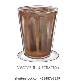 ice coffee watercolor vector illustration