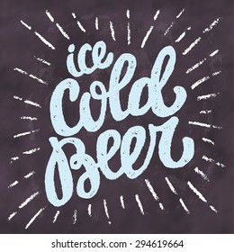 Ice Cold Beer. Chalkboard Sign.