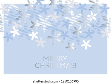 Ice cold blue flowers for winter design projects. Cold colors floral snowflakes for Christmas banner, header, backdrop. Vector illustration.