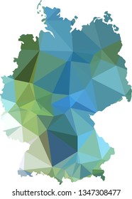 Ice cold blue Germany Map in Low Poly Style on isolated white background. German area in Polygonal diamond style for your design.