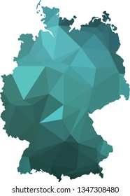 Ice cold blue Germany Map in Low Poly Style on isolated white background. German area in Polygonal diamond style for your design.