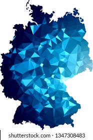 Ice cold blue Germany Map in Low Poly Style on isolated white background. German area in Polygonal diamond style for your design.