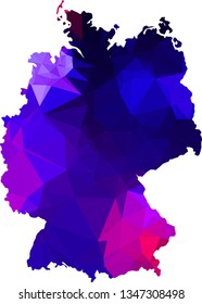 Ice cold blue Germany Map in Low Poly Style on isolated white background. German area in Polygonal diamond style for your design.