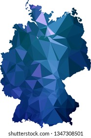 Ice cold blue Germany Map in Low Poly Style on isolated white background. German area in Polygonal diamond style for your design.