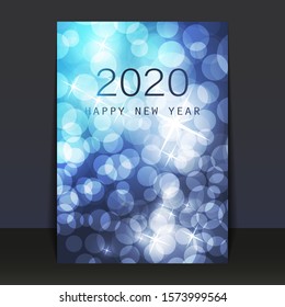 Ice Cold Blue Pattered Shimmering New Year Card, Flyer or Cover Design - 2020