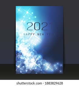 Ice Cold Blue Pattered Shimmering New Year Card, Flyer or Cover Design - 2021