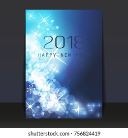 Ice Cold Blue Pattered Shimmering New Year Card, Flyer or Cover Design - 2018