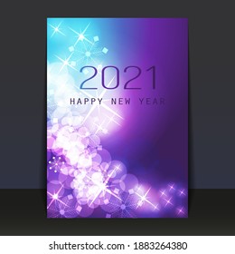Ice Cold Blue and Purple Pattered Shimmering New Year Card, Flyer or Cover Design - 2021