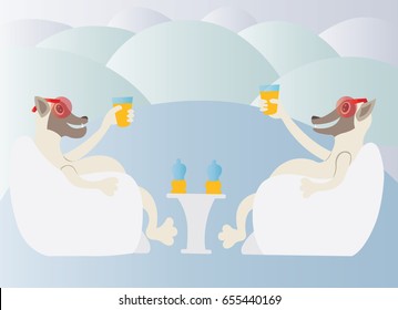 Ice cold drink
bears enjoying themselves with a drink on top of  a cold winter ice