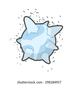 Ice cold planet. Blue Star with ice. Vector illustration. 