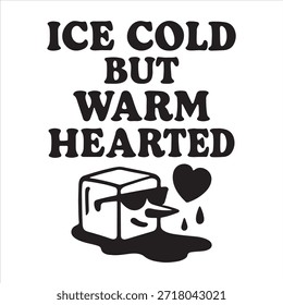 Cubo de hielo de fusión de dibujos animados frío pero cálido con Vector de corazón, ilustración