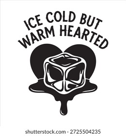 Eiskalte, aber warmherzige Grafik mit schmelzendem Eiswürfel und Herz Vektor, Illustration