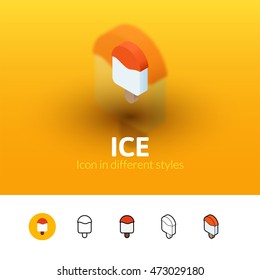 Ice color icon, vector symbol in flat, outline and isometric style isolated on blur background