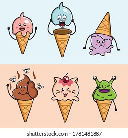 Ice Cone Cartoon Mascot Character With Cute Expression