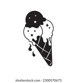 Ice cone doodle vector outline icon. EPS 10 file