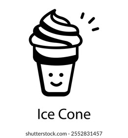 Ice cone icon in doodle style