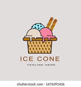 ice cone logo, with a flat design suitable for products and businesses