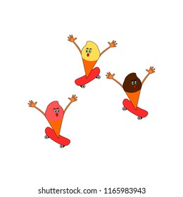 Ice cones screaming on skateboard