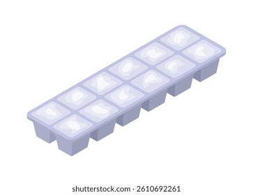 Ice container. Simple flat illustration in isometric view.