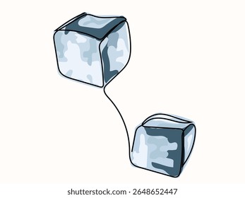 Ice in continuous line pattern on white background.