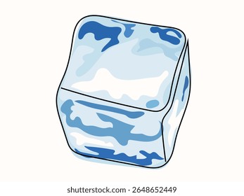 Ice in continuous line pattern on white background.