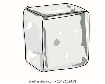 Ice in continuous line pattern on white background.