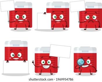 Ice cooler cartoon character bring information board