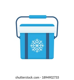 Ice cooler or freezer box, icon isolated on white background. Icebox for picnic, travel, beer, drink and delivery food. Flat design. Vector illustration. svg