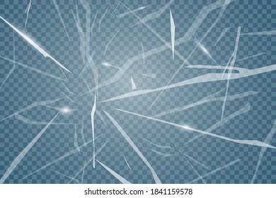 Ice cracked. The texture of a frosty ice rink for ice skating with the scratches. Vector illustration isolated on transparent background.