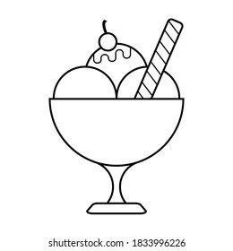 Ice cre cream in a glass coloring book vector