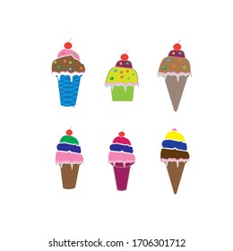 ice creaam icon collection symbol vector logo illustration template