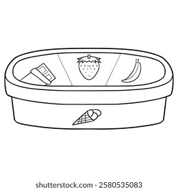 ice cream 3 in 1 flavour illustration hand drawn outline vector