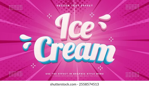 Ice Cream 3d editable text effect Template suitable for Tasty food products