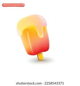 Icono vectorial 3d de helado. 3d objeto vector realista.